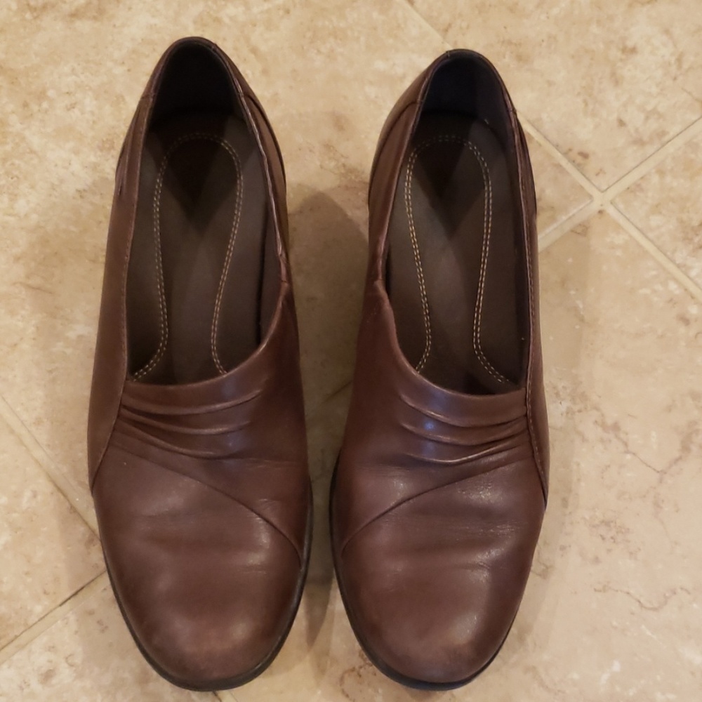 Clark's super comfy shoes.  Also have black